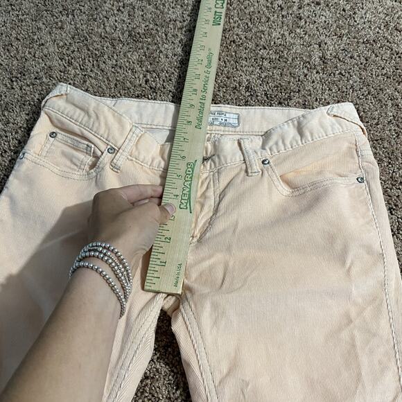 Free People Pants Womens 26 Peach Pink Corduroy Skinny Straight Leg Denim Boho - Picture 5 of 7